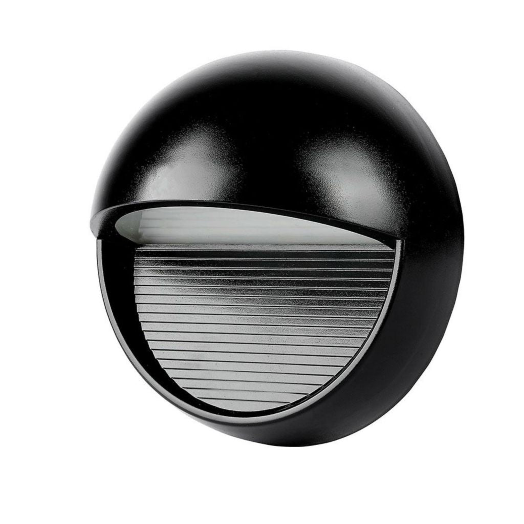 3W LED Step Light Black Body Round IP65 3000K
