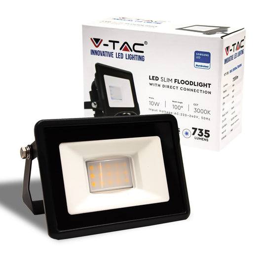 10W LED Floodlight SAMSUNG CHIP Black Body 3000K