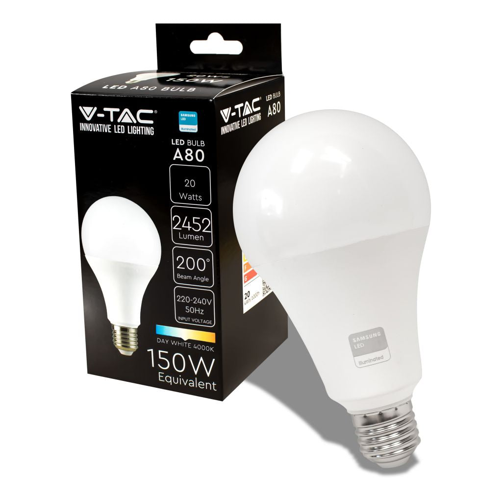 LED Bulb - SAMSUNG CHIP 20W E27 A80 Plastic 4000K