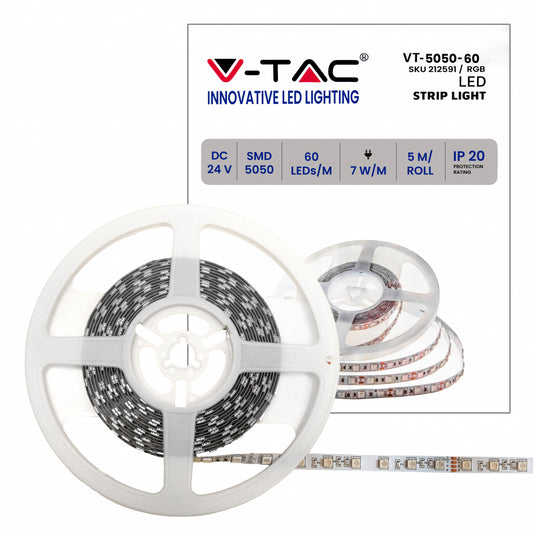 LED Strip SMD5050 - 60 LEDs 24V RGB IP20 5M