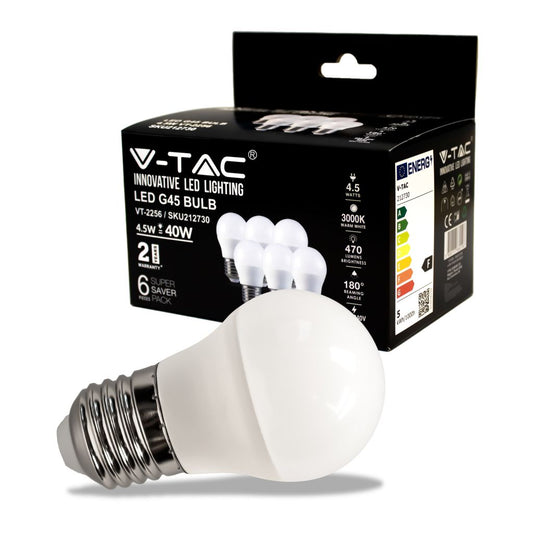 LED Bulb - 4.5W E27 G45 3000K 6PCS/PACK