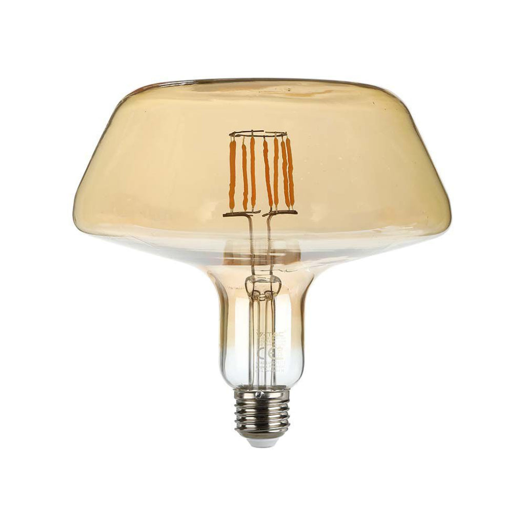 8W T180 Led Flament Bulb Amber Glass 1800K E27