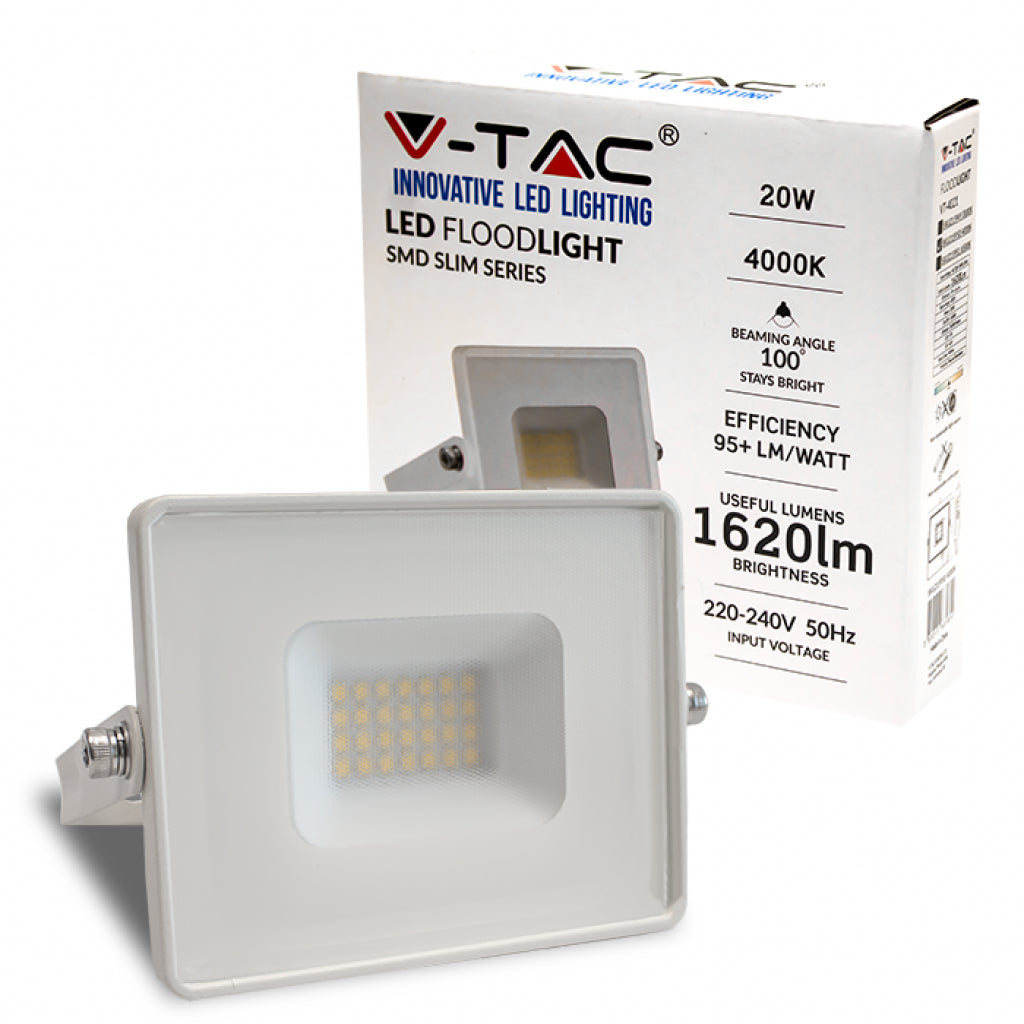 20W LED Floodlight SMD G2 E-Series White Body 4000K