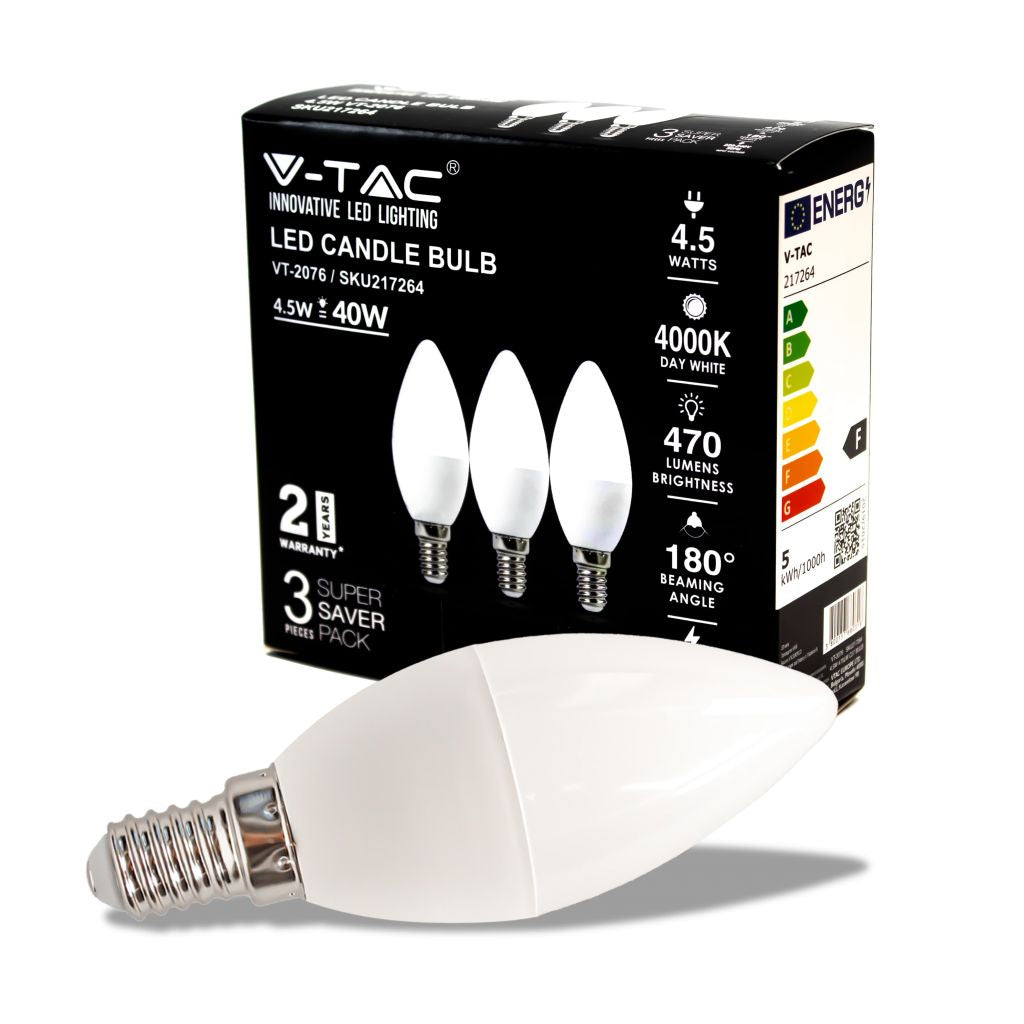 LED Bulb - 4.5W E14 Candle 4000K  3 PCS/Blister