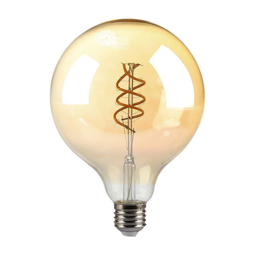6W G125 Led Double Spiral Filament Bulb Amber Glass 1800K E27
