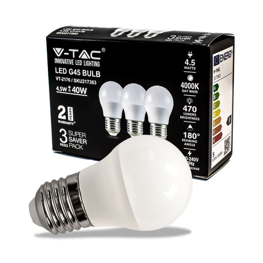 LED Bulb - 4.5W E27 G45 4000K 3PCS/PACK