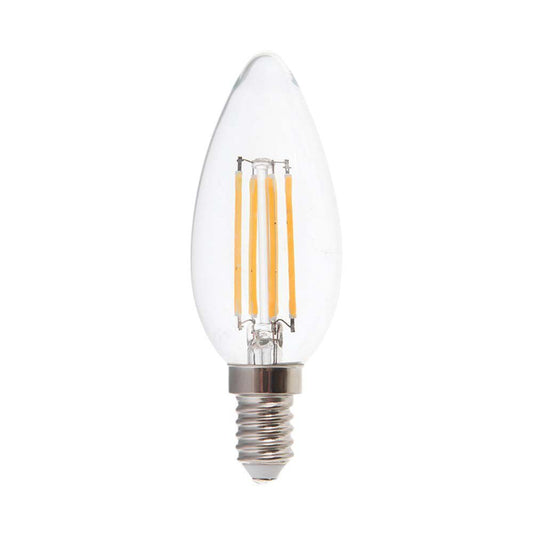 6W Candle Filament Bulb-Clear Cover 3000K E14