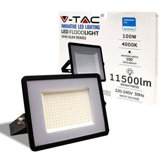 100W LED Floodlight SMD SAMSUNG CHIP G2 SLIM  Black Body 4000K