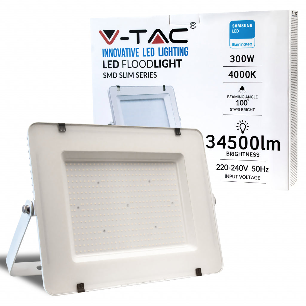 300W LED Floodlight SMD SAMSUNG CHIP G2 SLIM White Body 4000K