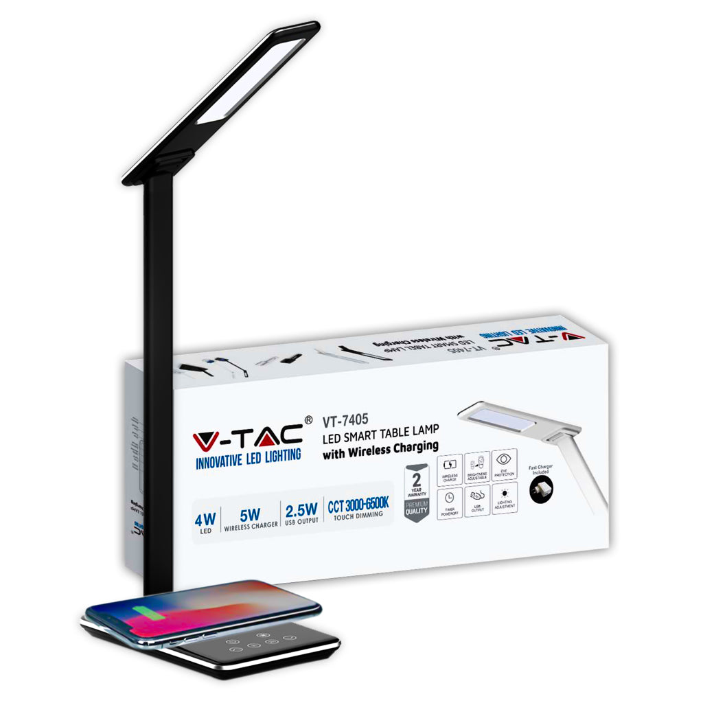 4W Led Table Lamp With Wireless Charger 2700K-6500K Black