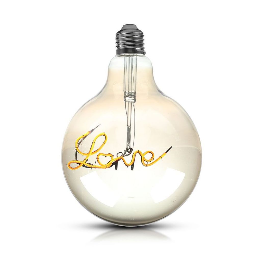 LED Bulb - 5W E27 Filament G125 Amber Glass 2200K Love