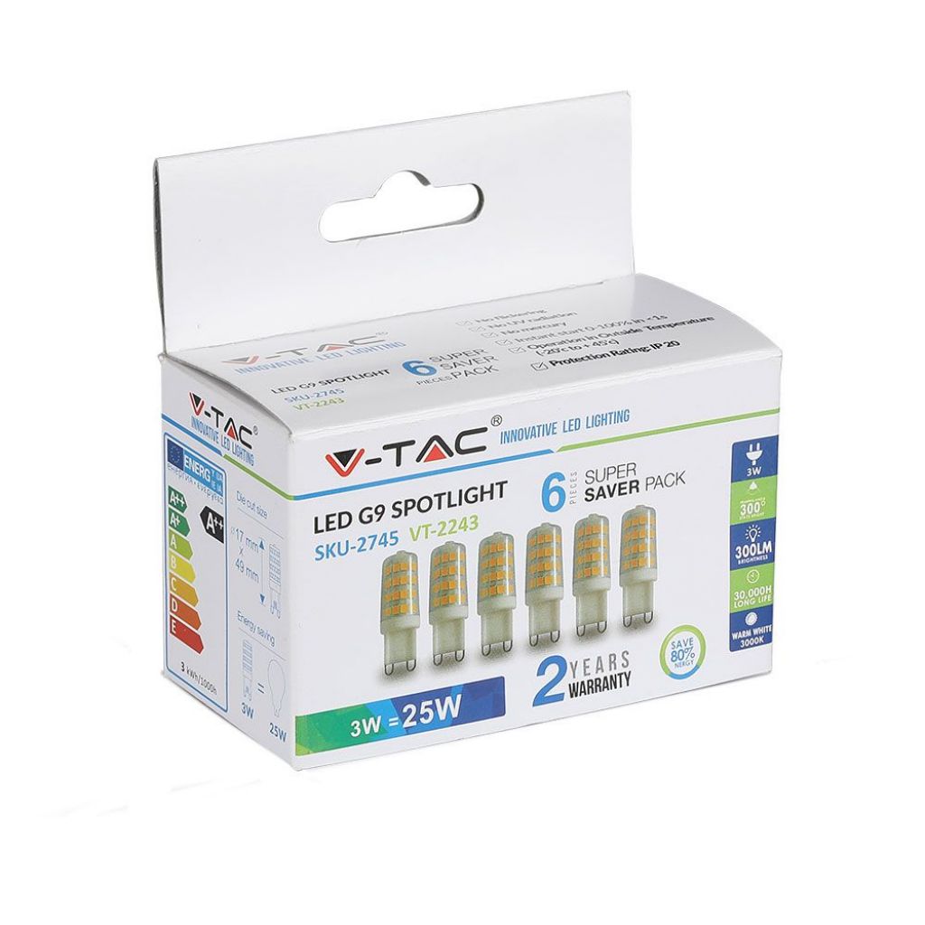 LED Spotlight - 3W G9 Plastic 4000K 6pcs/Pack