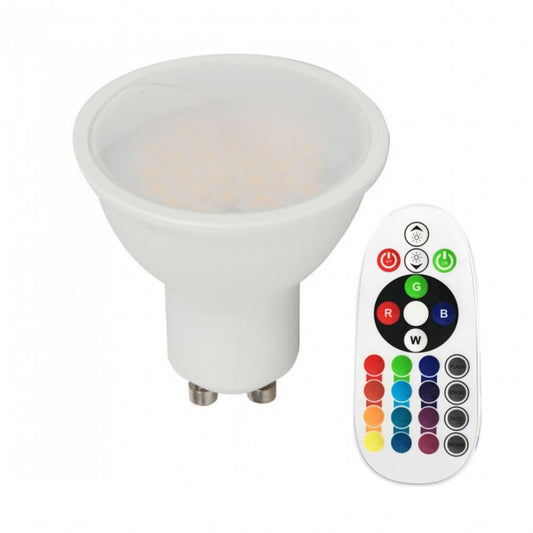 LED Spotlight - 3.5W GU10 Milky Cover RF Control RGB + 4000K