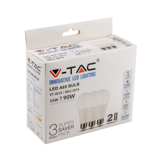 LED Bulb - 15W E27 A60 Thermoplastic 2700K (Box 3 pezzi)