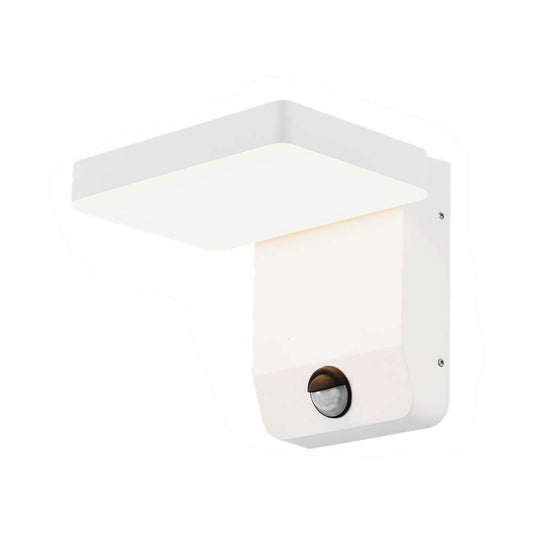 20W Led Wall Light With Sensor 3000K White Body Square, Ip65