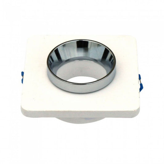 GU10 Fitting Gypsum Metal White Plaster Light With Chrome Bottom Suqre