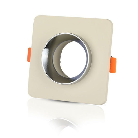 GU10 Fitting Gypsum Metal Off White Recessed Light With Chrome Bottom Round