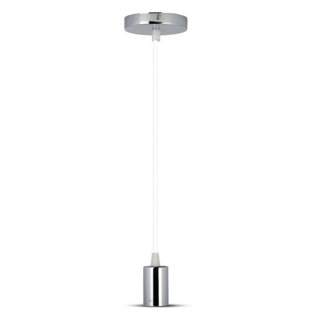 Chrome Metal Cup Pendant Light White