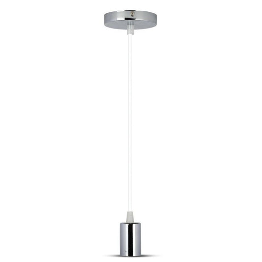 Chrome Metal Cup Pendant Light White