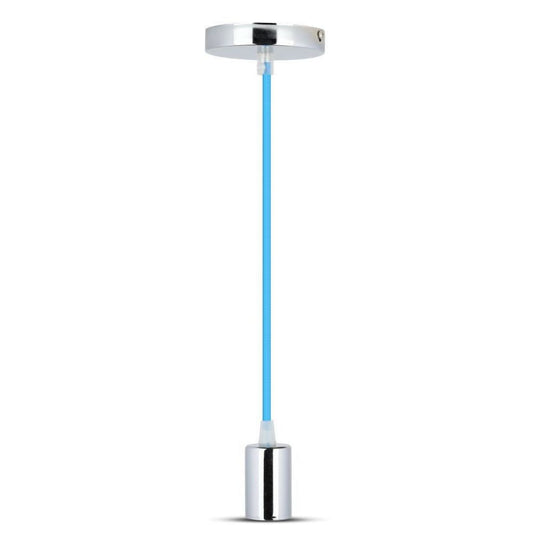 Chrome Metal Cup Pendant Light Blue