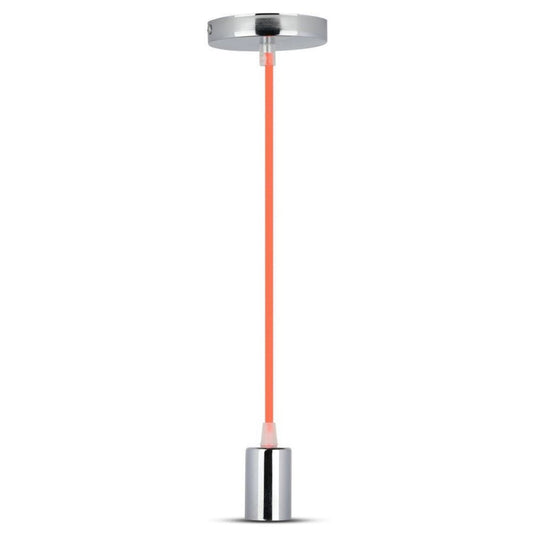 Chrome Metal Cup Pendant Light Orange