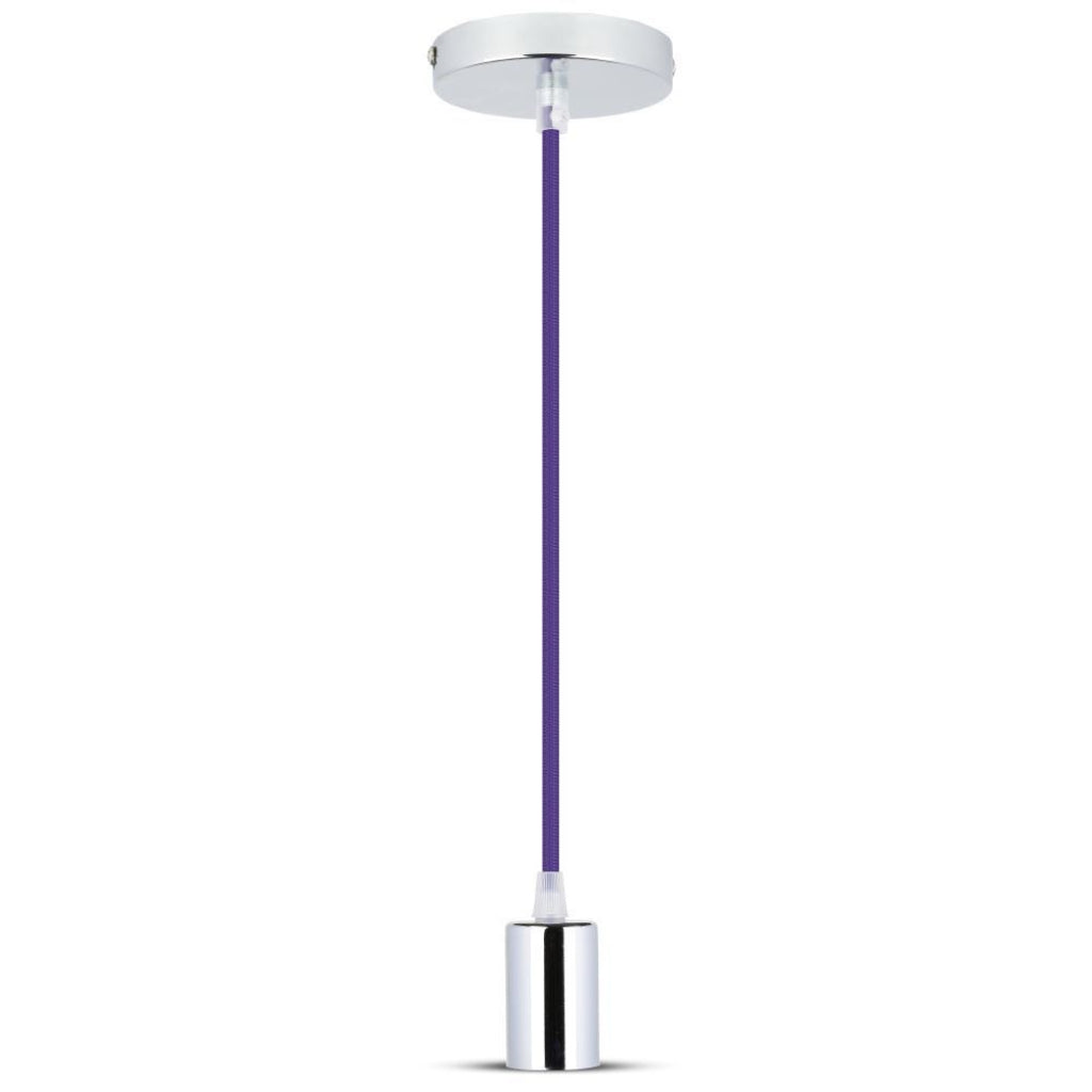 Chrome Metal Cup Pendant Light Purple