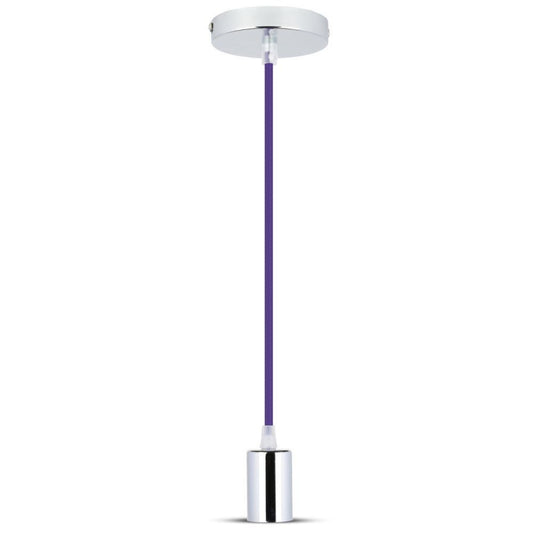 Chrome Metal Cup Pendant Light Purple