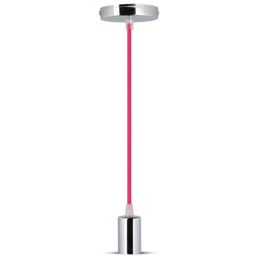 Chrome Metal Cup Pendant Light Rose Red