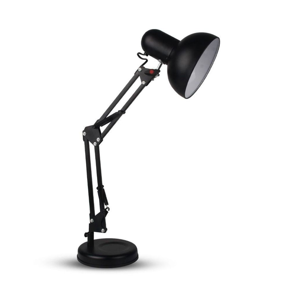 Designer Table Lamp With Adjustable Metal Bracket + Switch & E27 Holder - Black