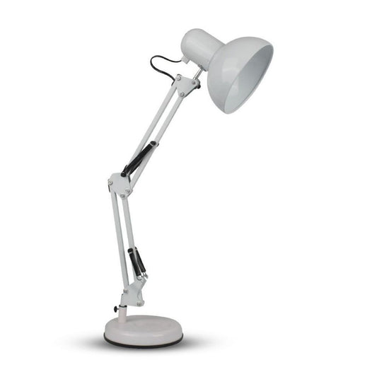 Designer Table Lamp With Adjustable Metal Bracket + Switch & E27 Holder - White