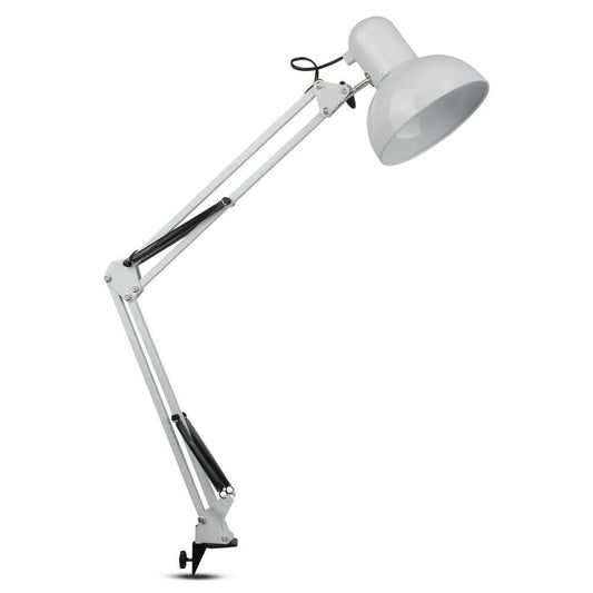 Designer Table Lamp With Adjustable Metal Bracket + Switch & E27 Holder Hookup - White