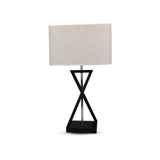 Designer Table Lamp E27 With Ivory Lamp Shade Black Base + Switch Square