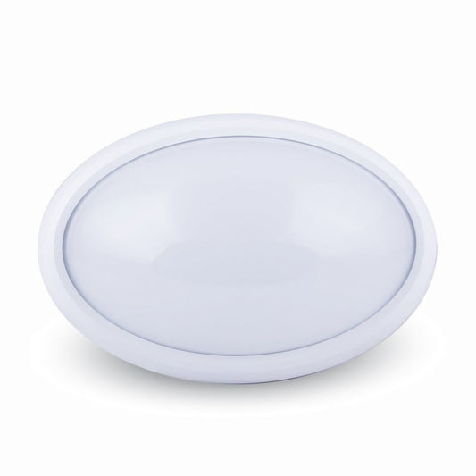 12W Oval Dome Light Fitting White Body Round 4500K IP65