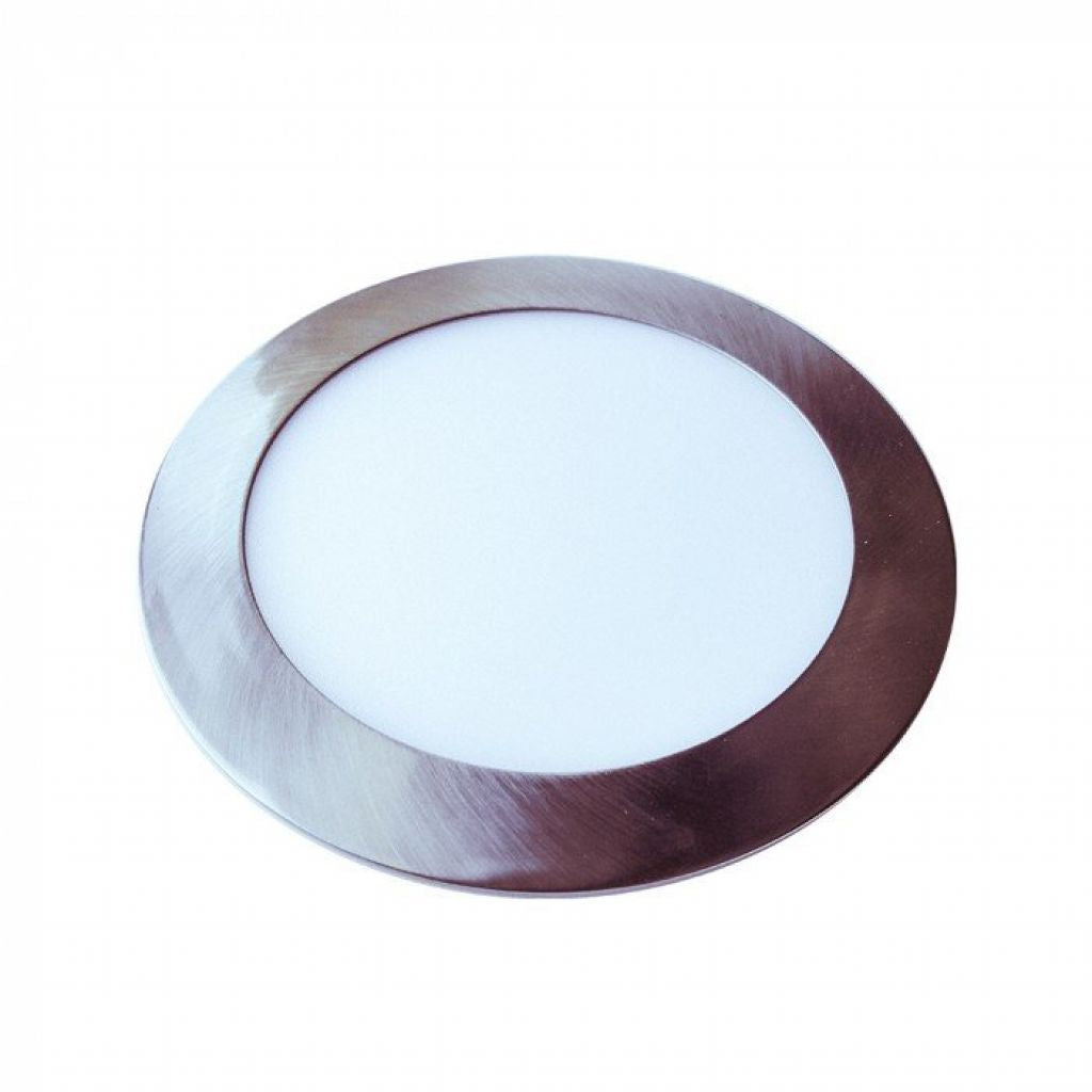 6W LED Slim Panel Light Satin Nickel Round 6400K