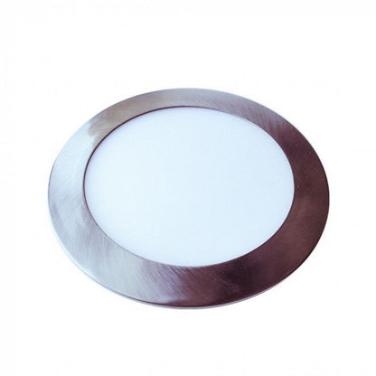 6W LED Slim Panel Light Satin Nickel Round 6400K