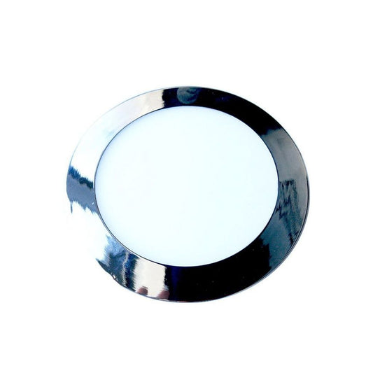 24W LED Slim Panel Light Chrome Round 3000K