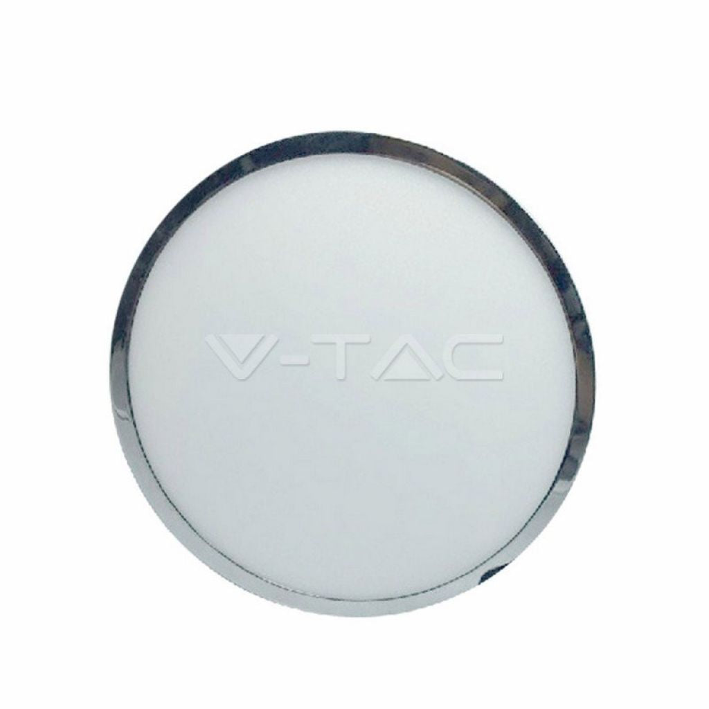6W LED Surface Panel Light Chrome Round 3000K