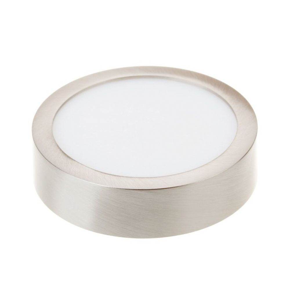 6W LED Surface Panel Light Satin Nickel Round 3000K