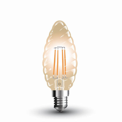 LED Bulb - 4W Filament E14 Candle Amber Cover Twist 2200K