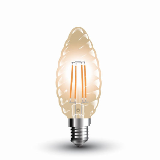 LED Bulb - 4W Filament E14 Candle Amber Cover Twist 2200K