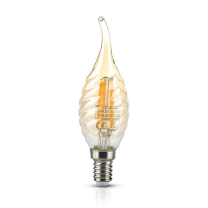 LED Bulb - 4W Filament E14 Twist Candle Tail Amber Cover 2700K