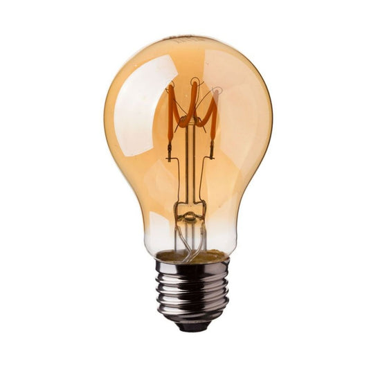 LED Bulb - 3W E27 Filament Gold Glass Curve Shape A60 2200K