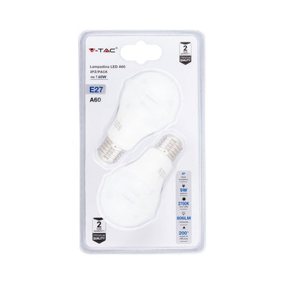 LED Bulb 9W A60 E27 2700K (Blister 2 pezzi)
