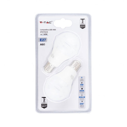 LED Bulb 9W A60 E27 4000K (Blister 2 pezzi)