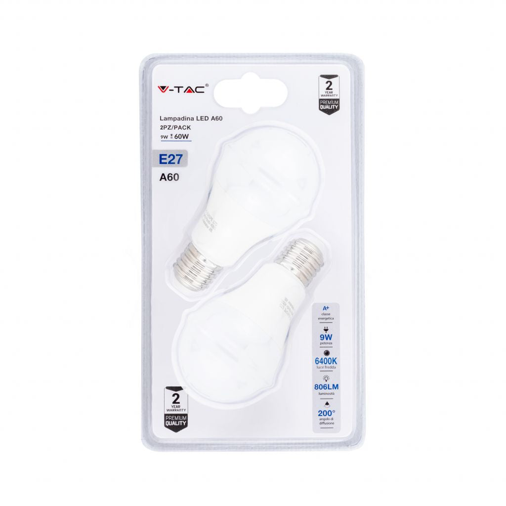 LED Bulb 9W A60 E27 6400K (Blister 2 pezzi)