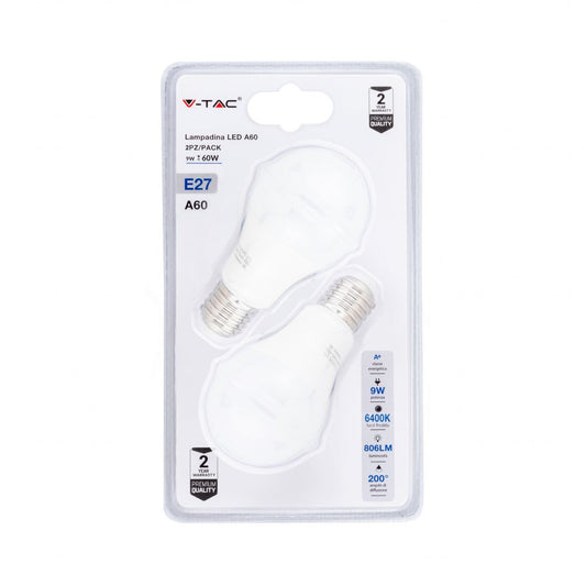 LED Bulb 9W A60 E27 6400K (Blister 2 pezzi)