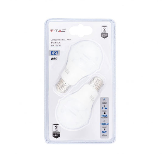 LED Bulb 11W A60 E27 4000K (Blister 2 pezzi)