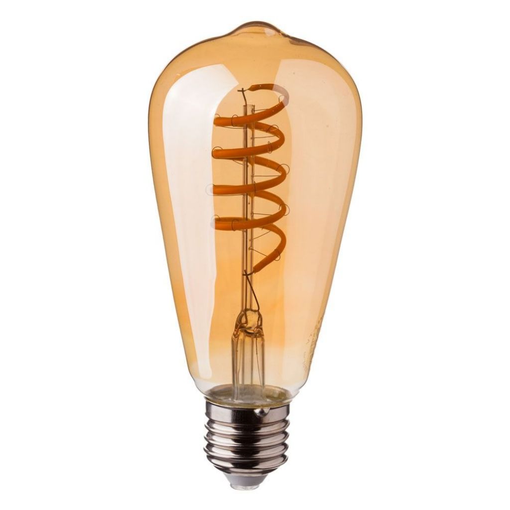 LED Bulb - 4W Filament E27 ST64 Amber Glass 2200K