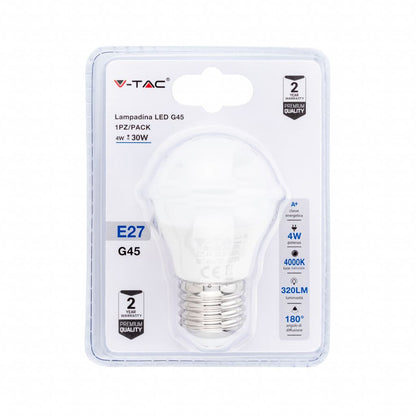 Lampadina LED 4W E27 G45 4000K (Blister 1 pezzo)