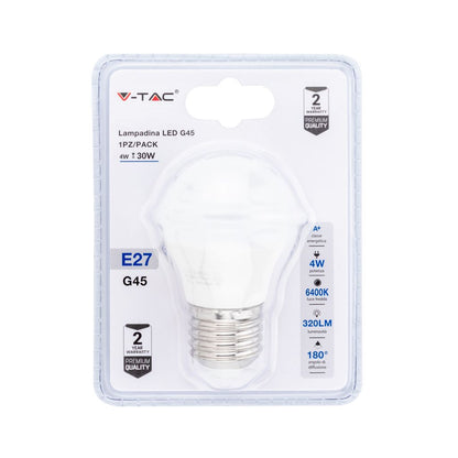 Lampadina LED 4W E27 G45 6400K (Blister 1 pezzo)